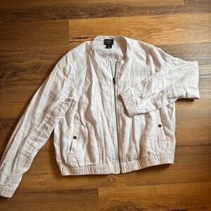 Cropped light linen bomber jacket